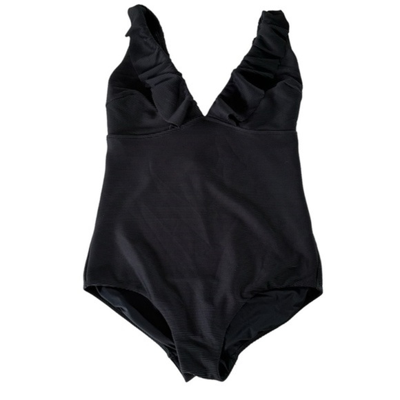 CITY CHIC BLACK RUFFLE CAVELLO V-NECK  SWIMSUIT SIZE 14 - Picture 1 of 13